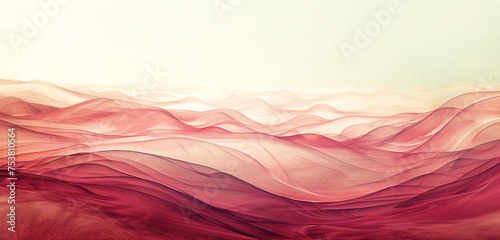 A digital watercolor scene of a desert with swirling burgundy sands against a pale lime dusk sky © Riffat