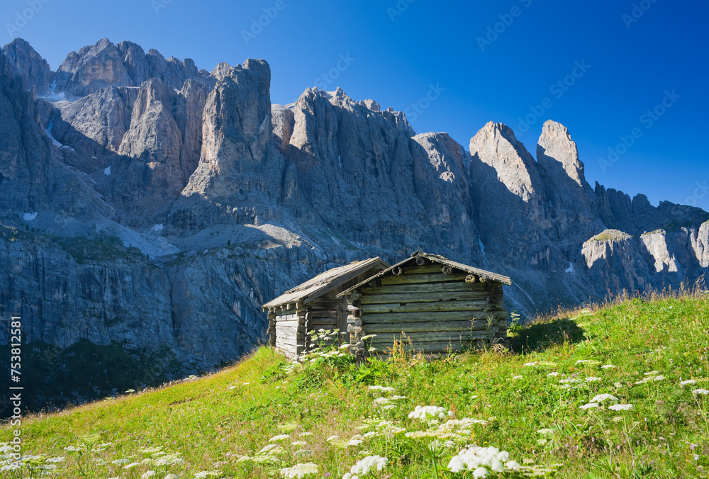 Italien, Südtirol, Alto Adige, Dolomiten, Sella, Hütten, Alm