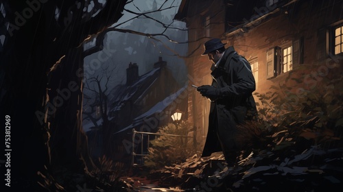 A detective follows clues in a dimly lit alleyway