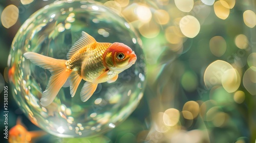 Goldfish swimming in a clear spherical bowl