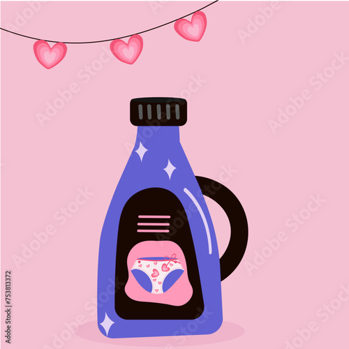 Flat Design Illustration with Liquid Fabric Softener at  Hearts Decorations