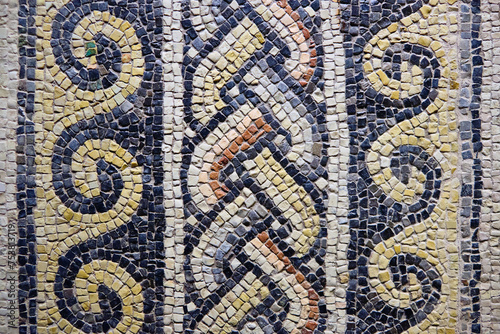 Geometric mosaic in Zeugma archaeological museum, Gaziantep, Turkey photo