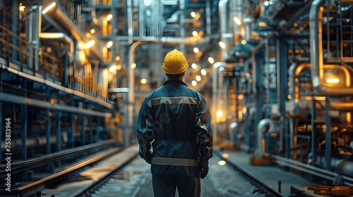 Oil Field Worker in Contemplative Mood, To convey a sense of contemplation, focus and dedication in the demanding and challenging work environment of