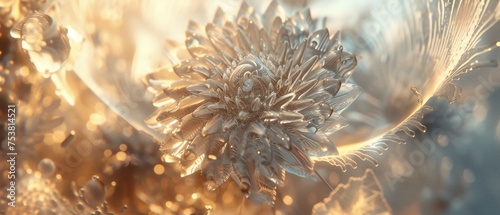 Frost-Bound Charm: Macro capture unveils dandelion's frosty allure, bound in cold enchantment.