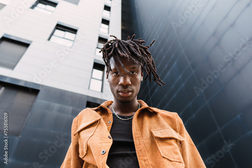 Black man looking at camera
