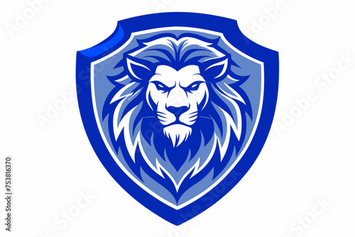 Blue lion head logo vector illustration 