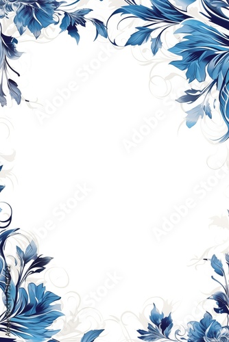 cornice bordo confine decori floreali tonalità blu photo