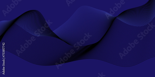Abstract blue blend digital wave lines and technology background. Minimal carve wavy white and blue flowing wave lines and glowing moving lines. Futuristic technology and sound wave lines background.