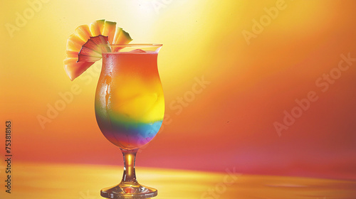 a vibrant cocktail steals the spotlight against a backdrop of clear, warm colors