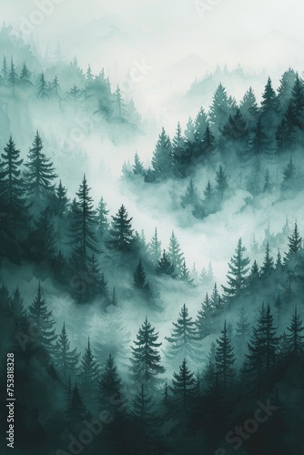 Ethereal Trees in a Watercolor Woodland