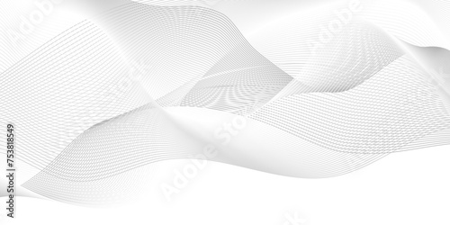 Abstract white blend waves lines and technology transparent gradient background. Modern white flowing wave lines and glowing moving lines. Futuristic technology and sound digital wave line background.