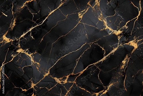 Sleek black marble background with gold lines