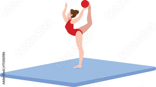 Gymnastics training ball center icon cartoon vector. Female school. Gear exercises