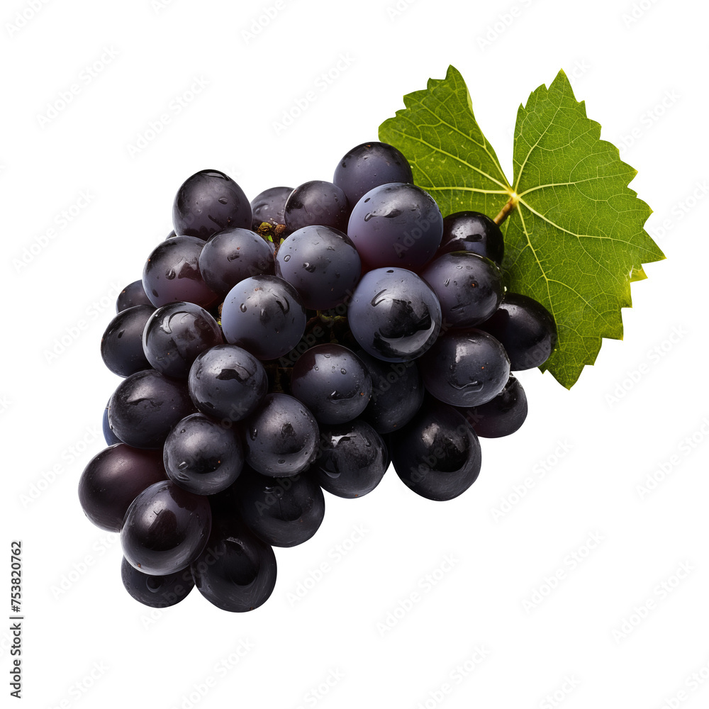Black Grape with transparent background PNG. Generative AI Black Grape with transparent background PNG. Generative AI
