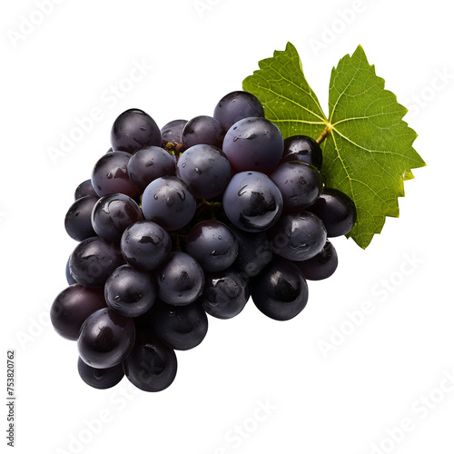 Black Grape with transparent background PNG. Generative AI	