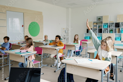 Students having lesson at school 