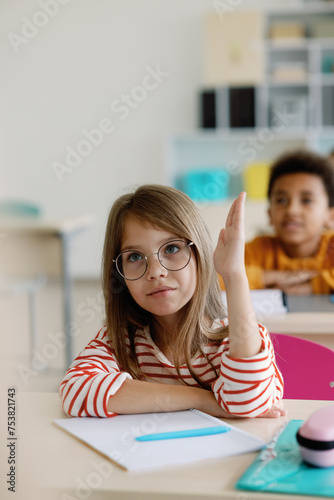 Schoolchild curriculum knowing answer signal educational enthusiasm 