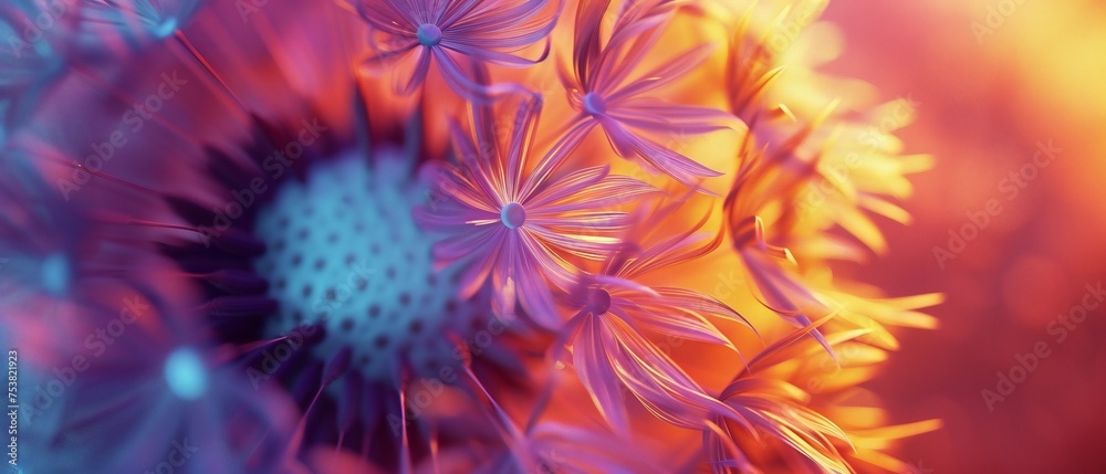 Thermal Mirage: Dandelion's macro beauty plays with warm and cold hues, forming a mesmerizing thermal illusion. Thermal Mirage: Dandelion's macro beauty plays with warm and cold hues, forming a mesmerizing thermal illusion.