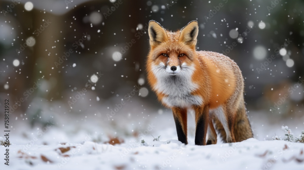 Red Fox in the Snowy Forest Red Fox in the Snowy Forest