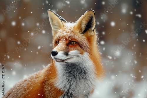 Red Fox in the Snowy Forest