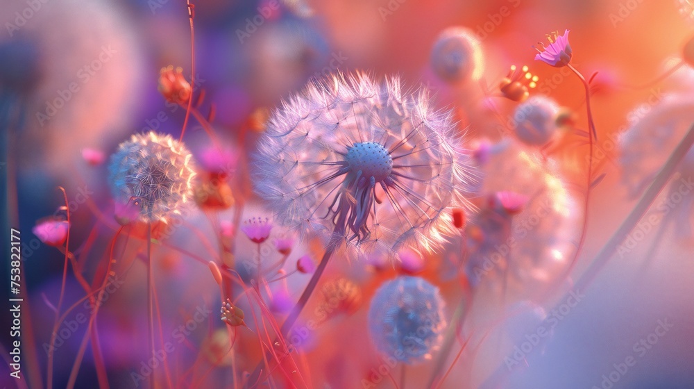 Tranquil Blend: Dandelion's wavy dance in calming hues, ideal for screen serenity. Tranquil Blend: Dandelion's wavy dance in calming hues, ideal for screen serenity.