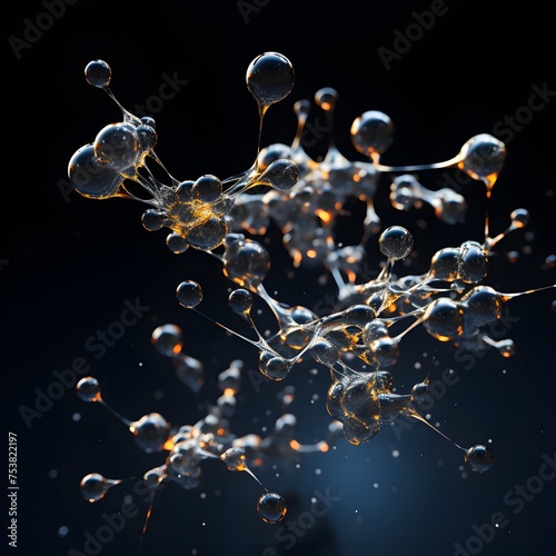 dance of molecules with a high-scale magnification spiral against a black background