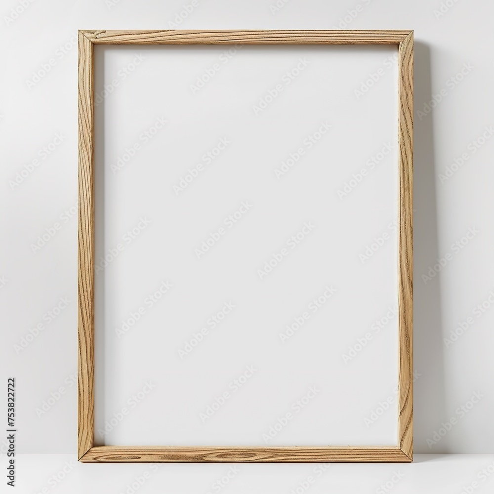 Fototapeta premium Empty wooden frame 3:4 Ratio on white background. Portrait orientation.