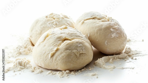 kneaded dough on a white background, photo for bakery