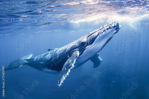 Humpback Whale Megaptera novaeangliae, World Wildlife Day, March, animal concept, generative ai