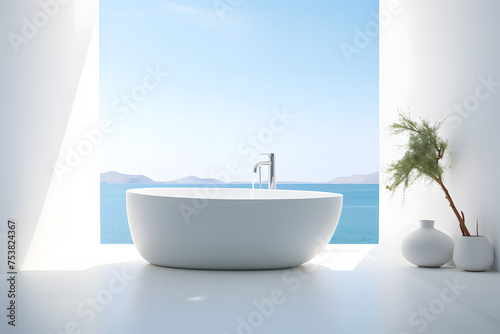 Delight in the purity of a rounded splash of blue water showcased in splendid isolation against a clean white backdrop. Generative AI,