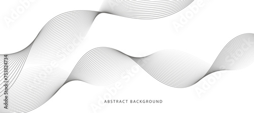 Lines for the background. Black stripes on a white background. Set of wavy lines. Multiple line waves. Creative line art. Grey waves with lines. Vector waves set. Curved wavy line, smooth stripe.