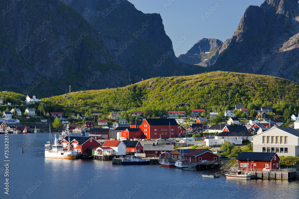 Norwegen, Nordland, Lofoten, Moskenesoya, Reine, Reinefjorden, Hamnoya