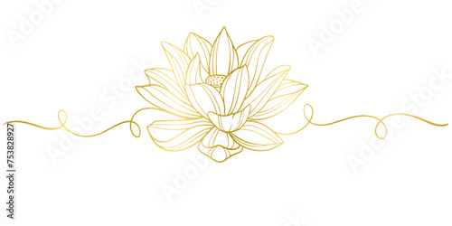 lotus flower line art vector illustration, water lily vesak day element design	