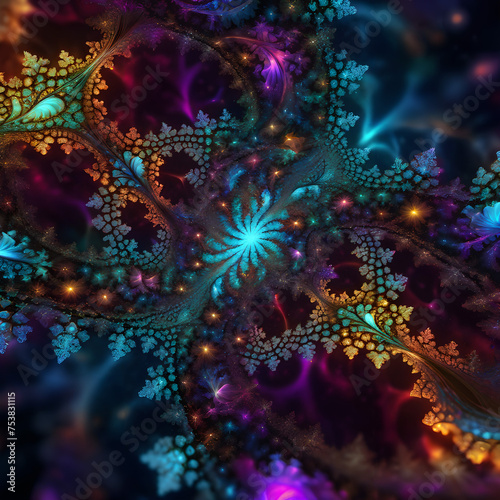A striking example of fractal art, a form of algorithmic art.