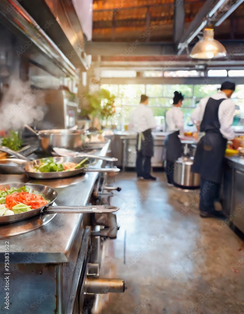 Blurred Restaurant kitchen background