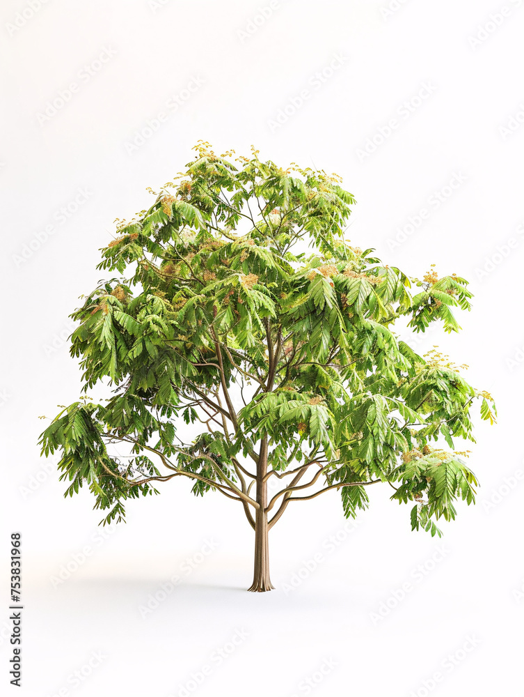 Chestnut   tree isolated on a solid, clear  white background