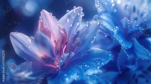 Serene Holograms: Close-ups capture the peaceful shimmer of holographic wildflower bluebell petals in macro shots.