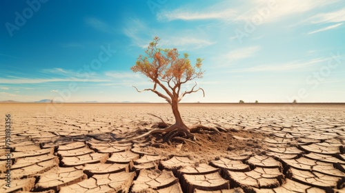 A withered tree on dry soil. The concept of World Day to Combat Desertification and Drought