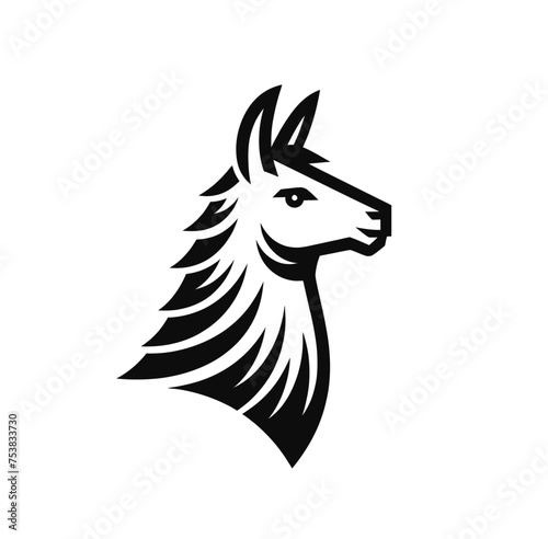 llama or alpaca  monochrome vector isolated emblem illustration