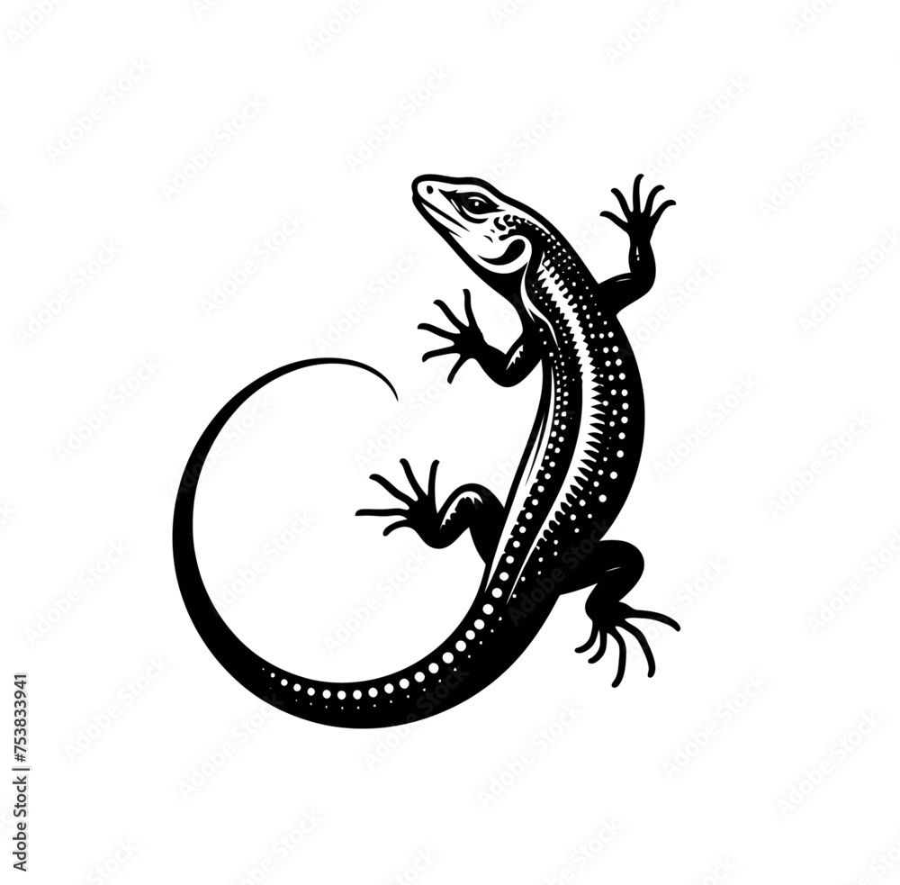 Fototapeta premium Lizard monochrome isolated vector illustration