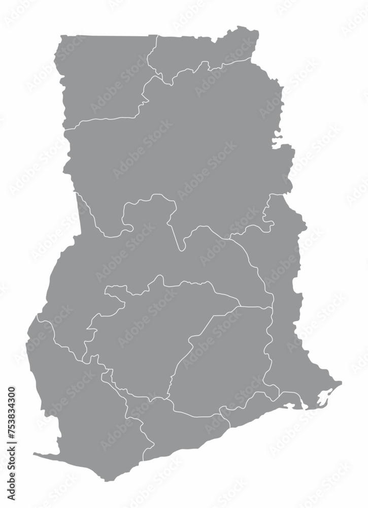 Obraz premium Ghana administrative map