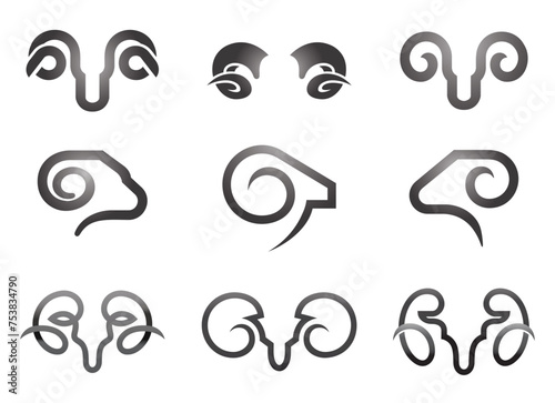 creative abstract ram horn head bighorn head collection set logo vector symbol	
