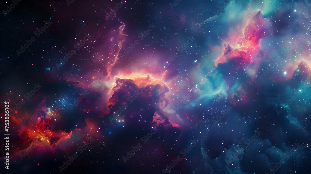 Fototapeta premium A vibrant nebula glows amidst a sea of stars