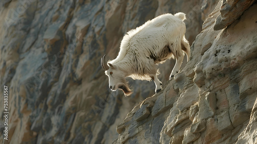 Agile mountain goats navigating steep cliff faces with ease