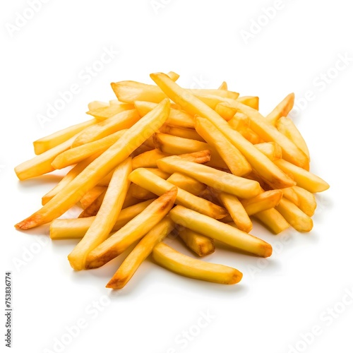 Crispy french fries on a white background
