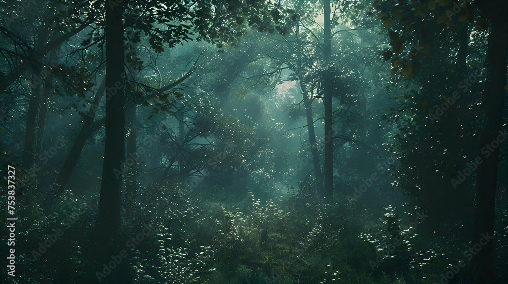 Dense forests alive with the chirping of unseen birds - obrazy, fototapety, plakaty 