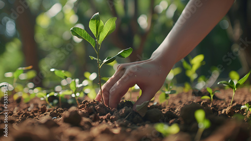 Doing CSR by planting trees, CSR concept and business planting saplings of trees