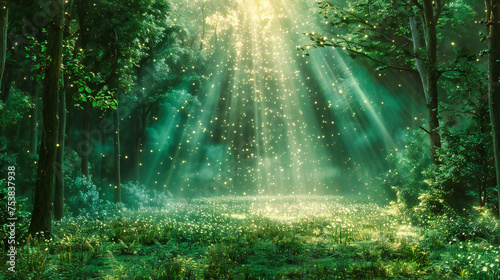 Forest Bathing in Sunlight, Natures Warm Embrace, A Morning of Solace and Renewal