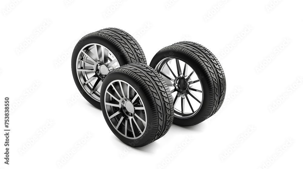  Car Wheels isolated on a transparent background