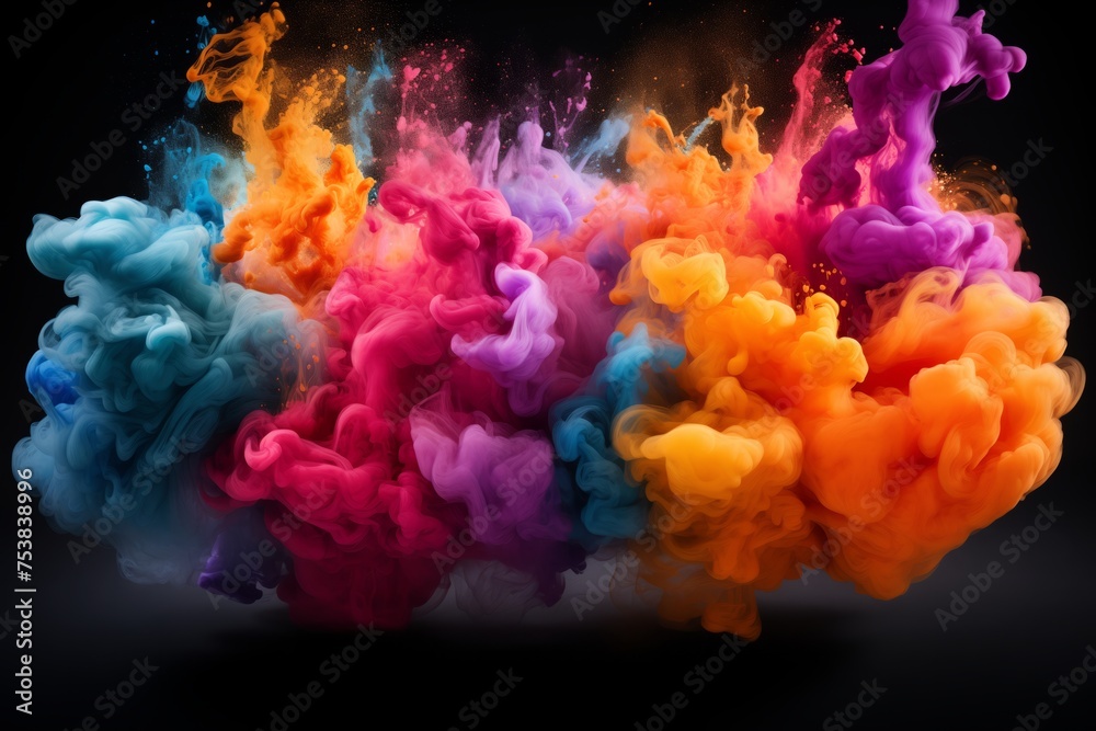 Multicolored Smoke Puff in Neon Blue and Purple